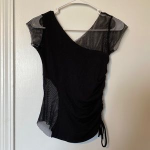 Wet Seal Vintage 90s black cotton and fishnet tee